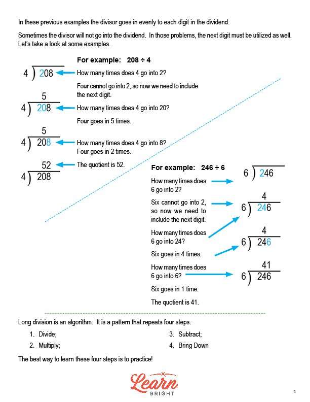 Long Division – Grades 3-6, Free PDF Download - Learn Bright