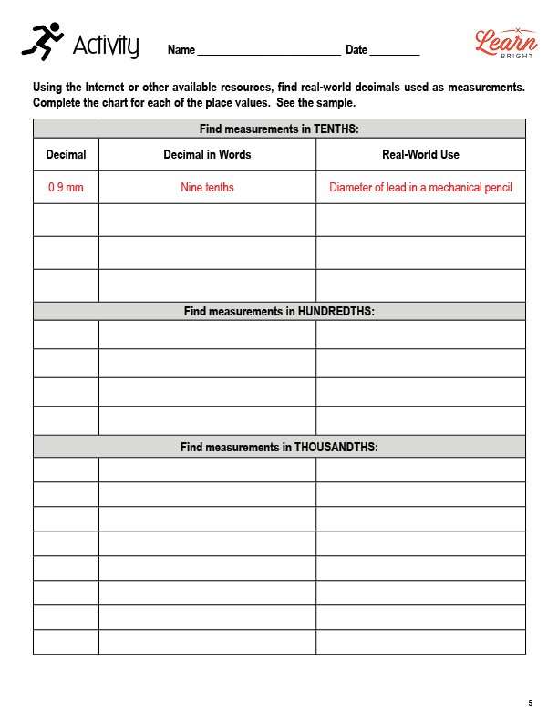 Read and Write Decimals to Thousandths, Free PDF Download Learn Bright