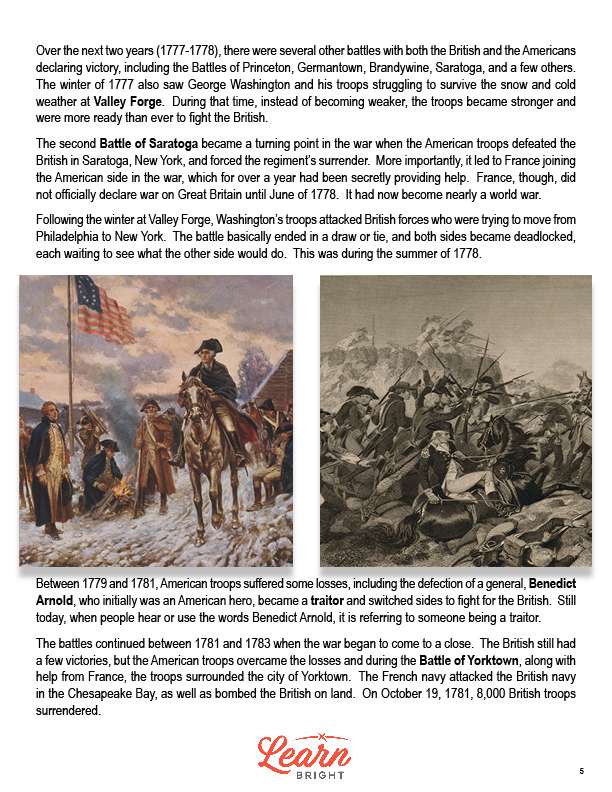Revolutionary War, Free PDF Download - Learn Bright