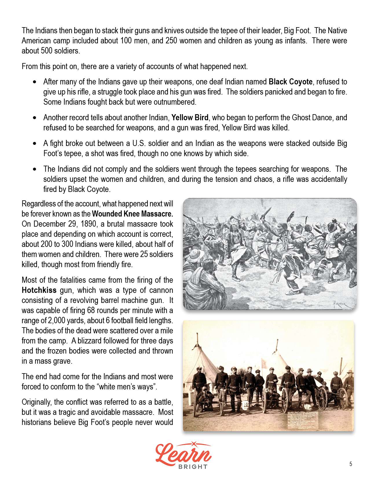 Wounded Knee Massacre, Free PDF Download Learn Bright