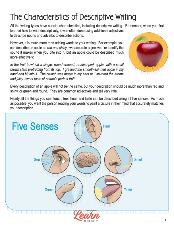 Descriptive Writing, Free PDF Download - Learn Bright