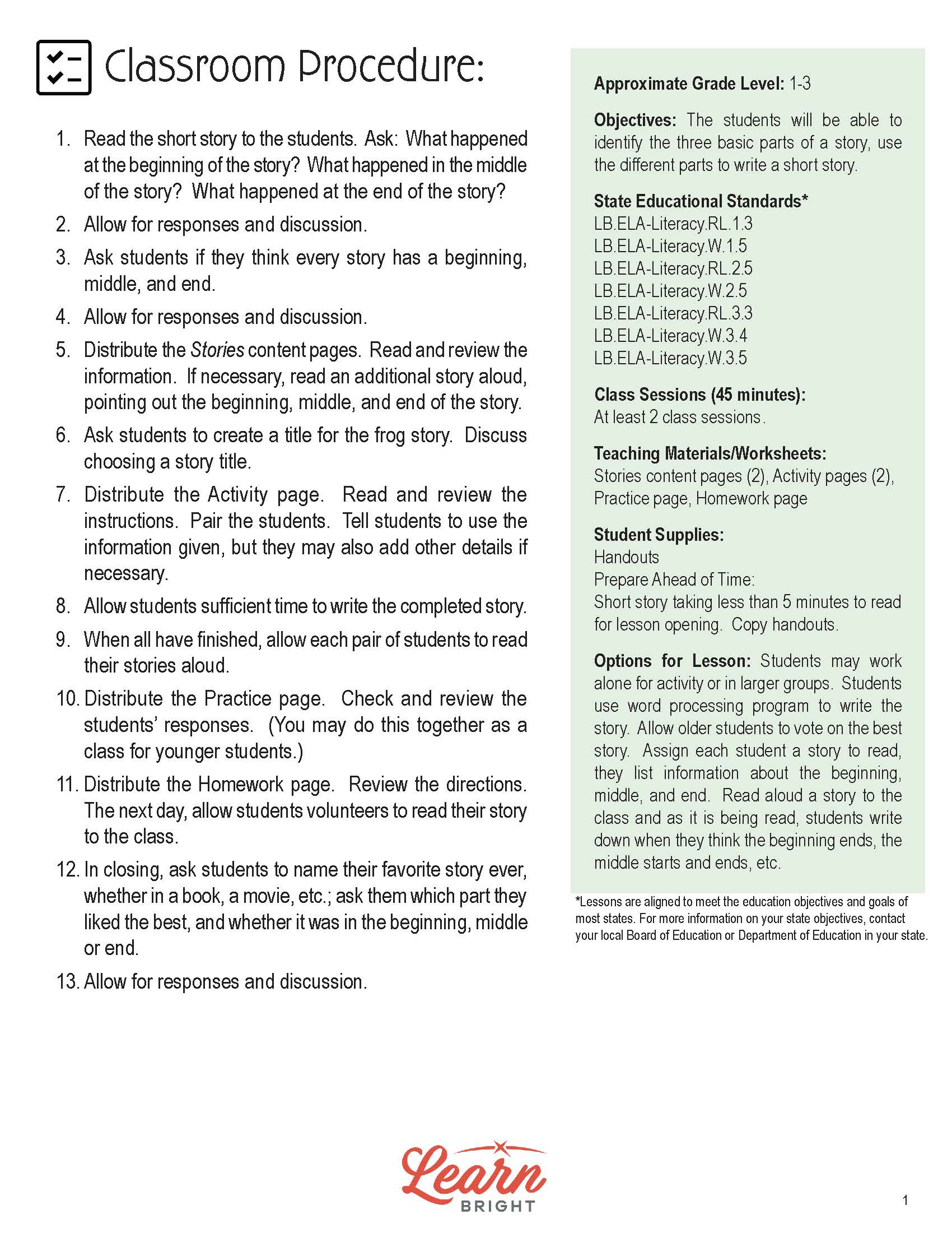 Story Structure, Free PDF Download Learn Bright