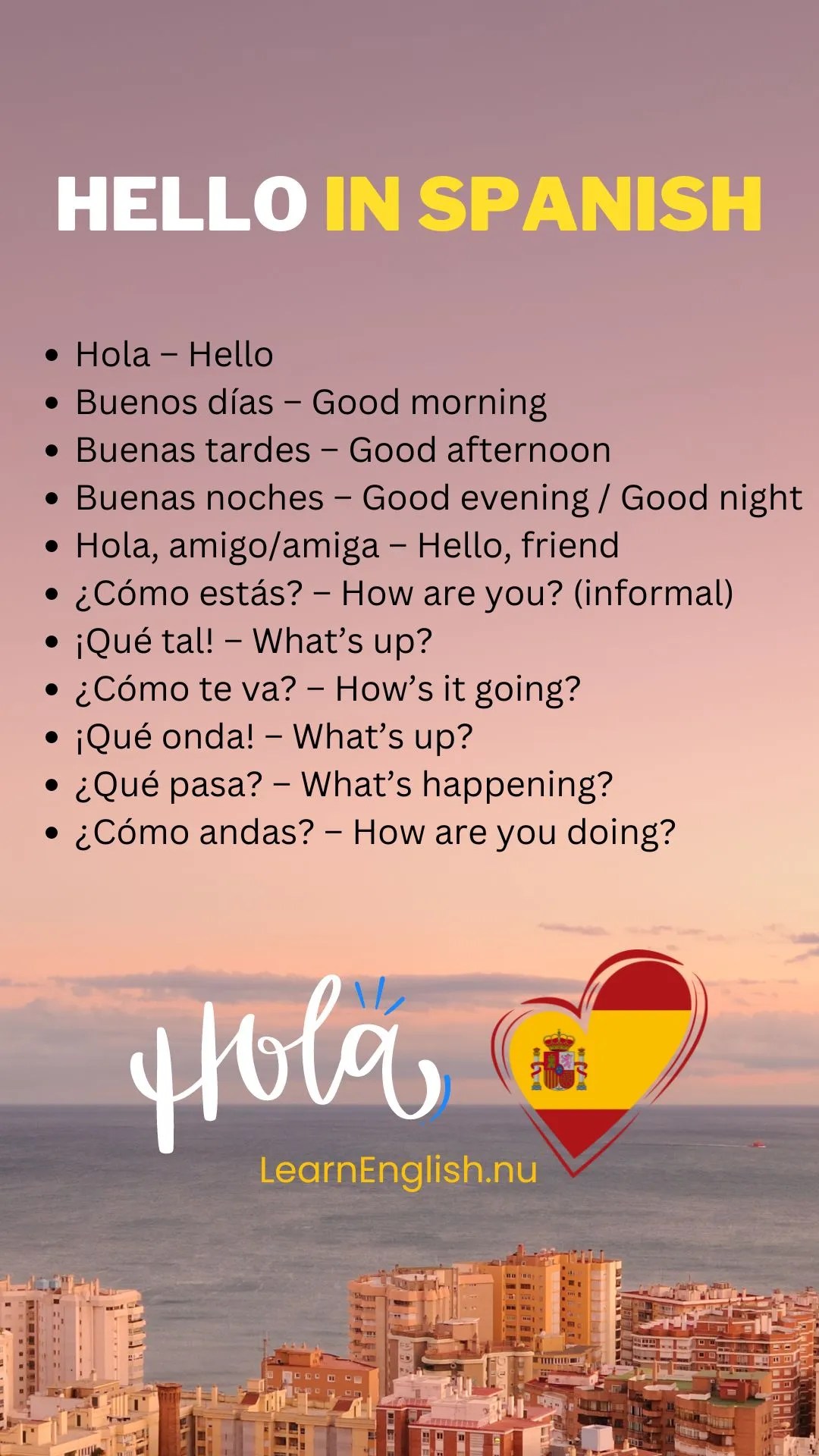Hello in Spanish how do you say hi in Spanish learn spanish