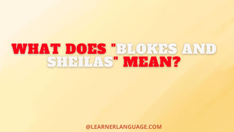 Blokes and Sheilas Meaning and Usage Examples