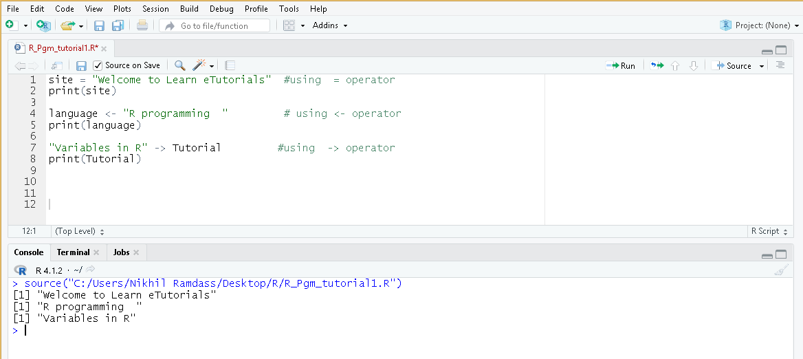 Variables in R Programming Variables in R (With Examples) Learn eTutorials
