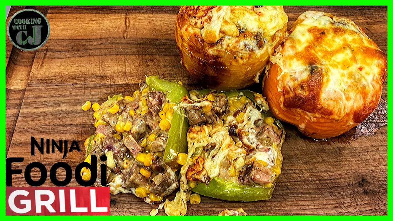 NINJA FOODI GRILL STUFFED BELL PEPPERS! Ninja Foodi Grill Recipes