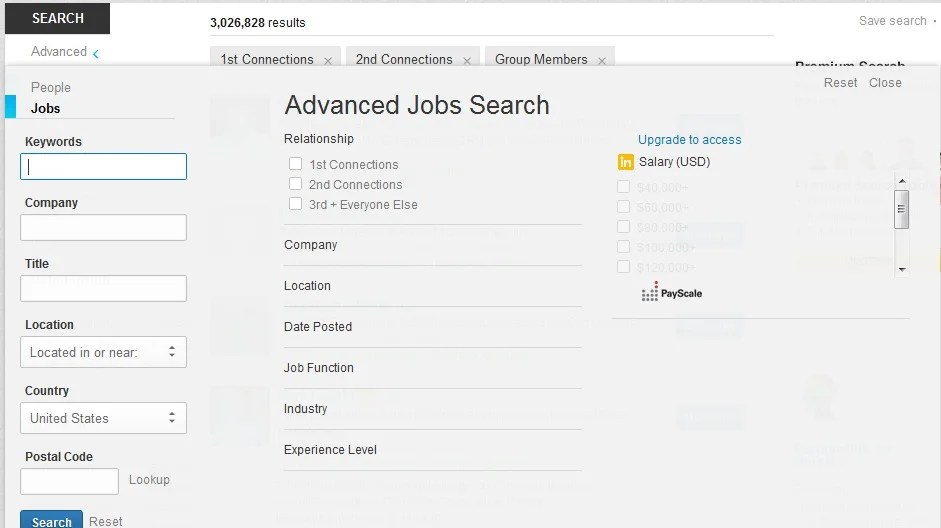 How to search in LinkedIn by using advanced search?
