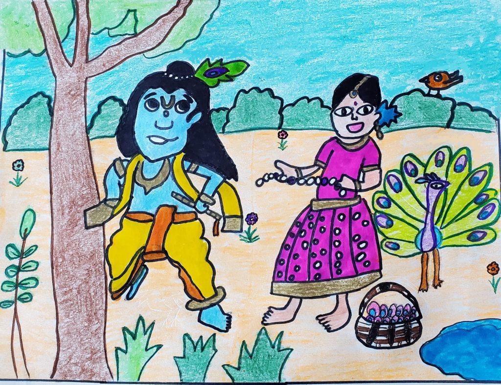 Janmashtami through Art & Craft By Aryan and Varun Narayanan Art by