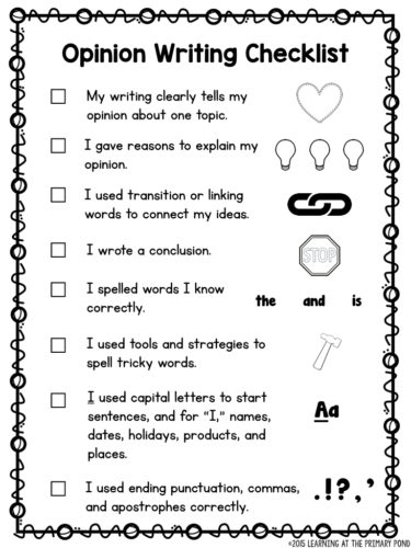 OPINION WRITING CHECKLIST FOR 5TH GRADE – Pabtazi59