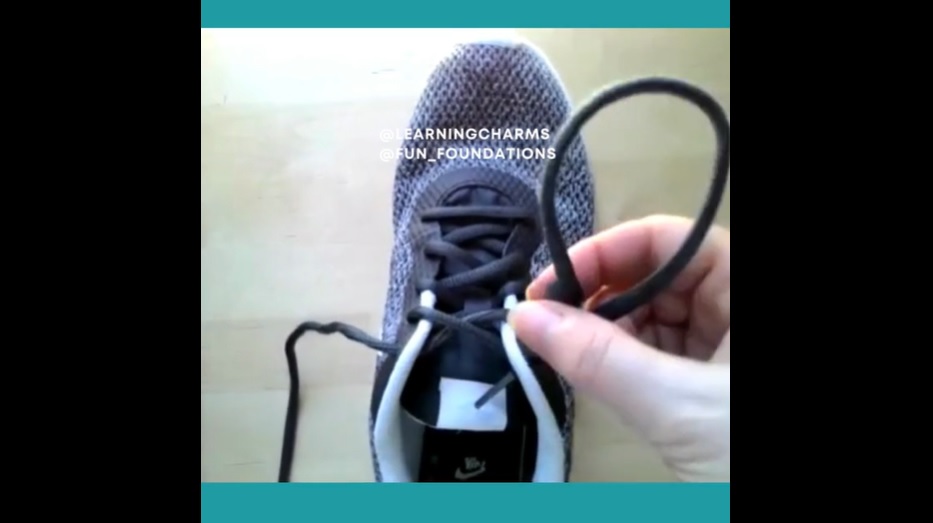 Shoe Tying Hack for preschoolers Learning Charms