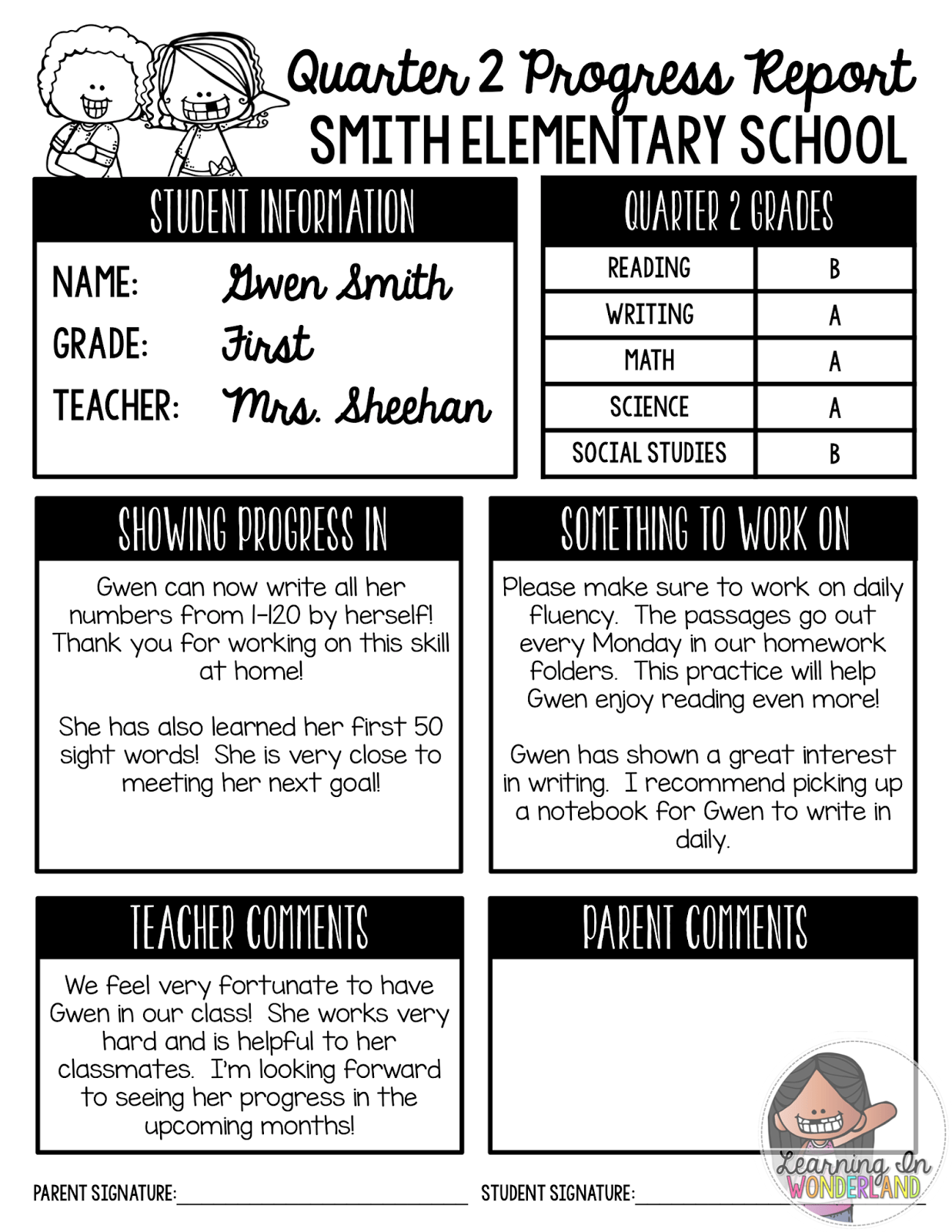 Summer School Progress Report Template