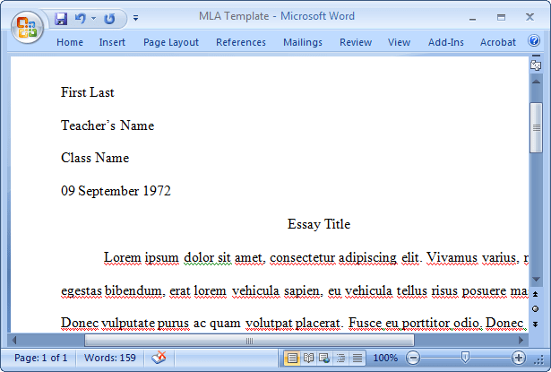 MLA Style Template in Word 2003