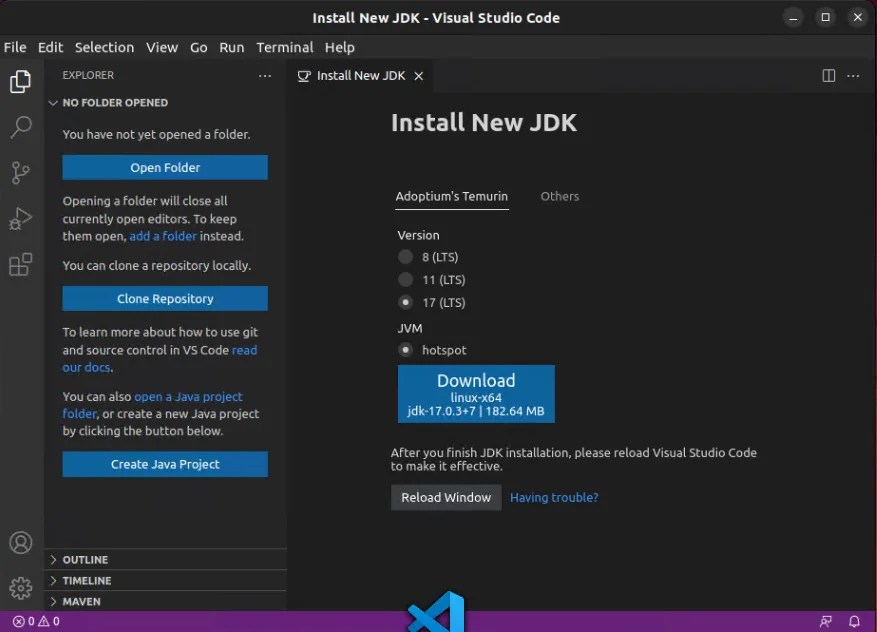 How to Set up Visual Studio Code for Java Development in Ubuntu Never