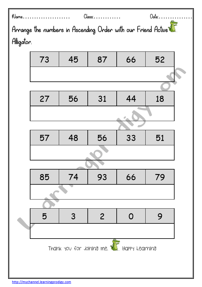 Math Activity for Kids|Arranging the Numbers in Ascending Order ...