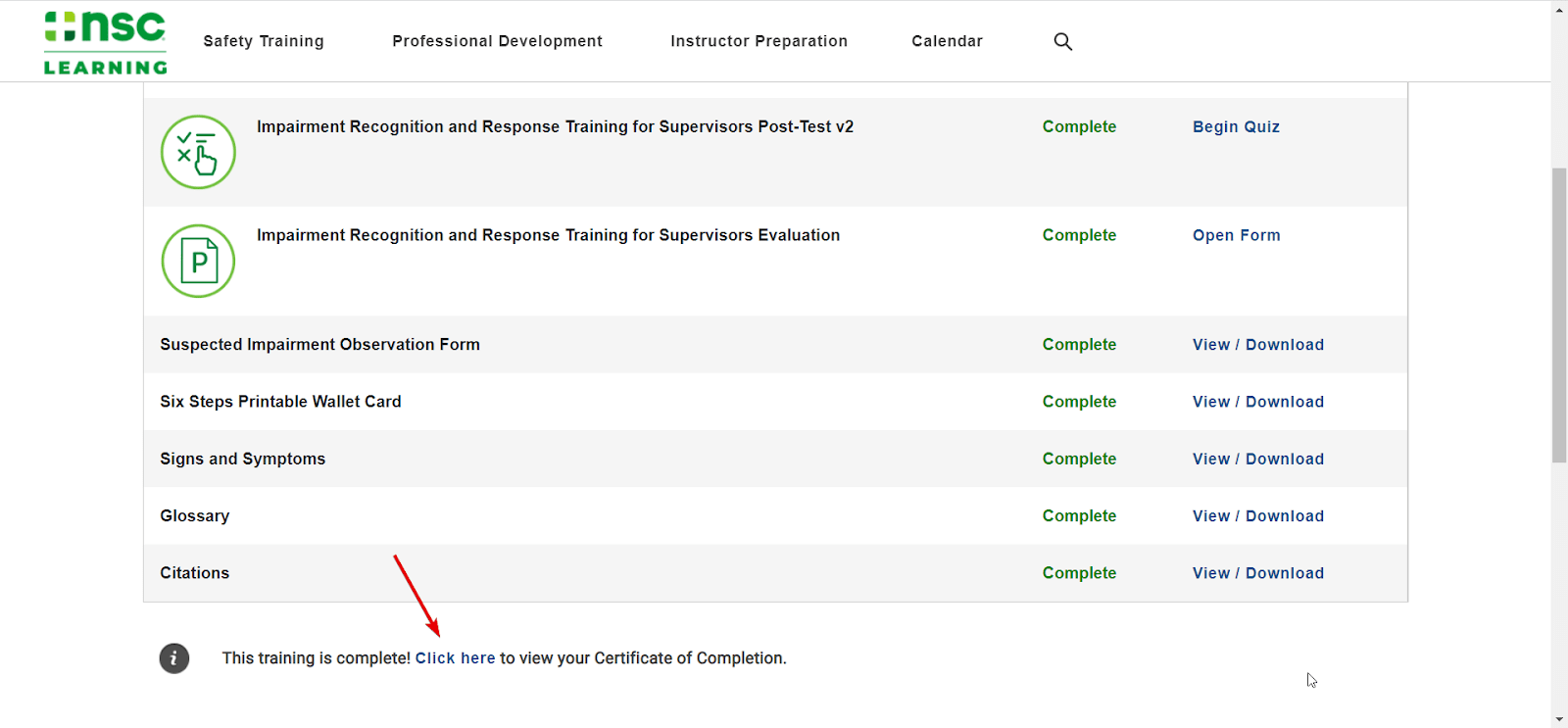 How to Download Course Certificate National Safety Council
