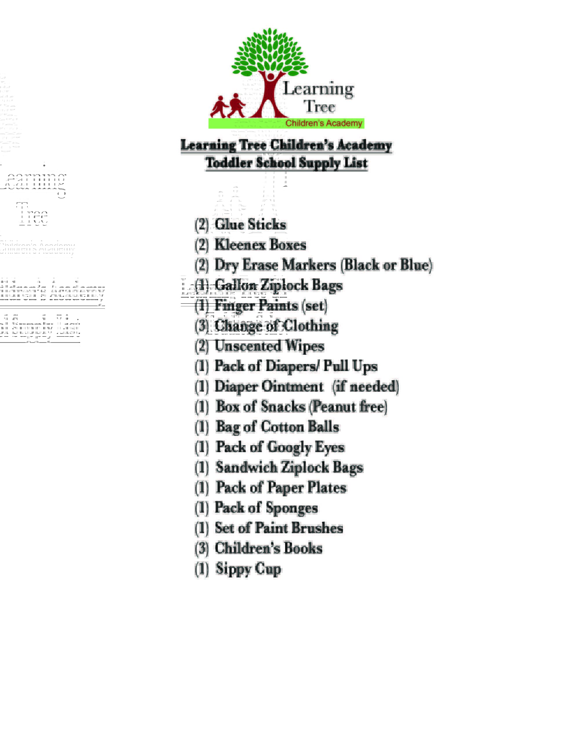 Supply List Learning Tree