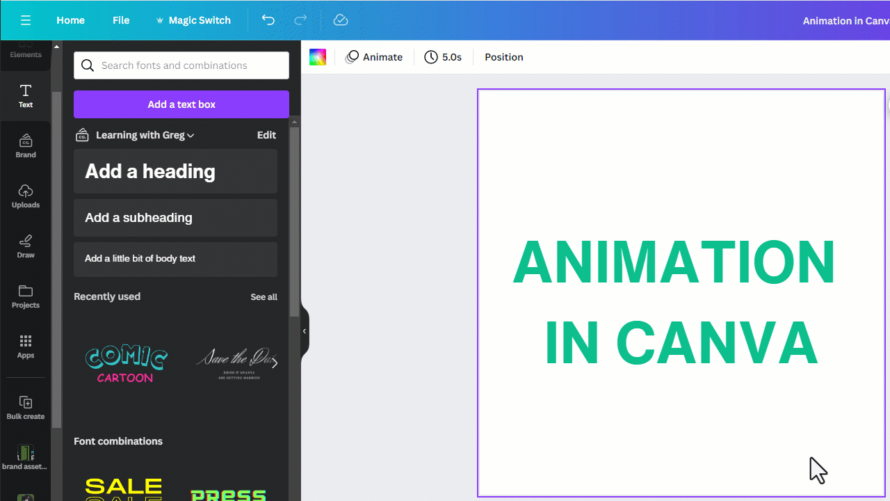 Mastering Animation in Canva Learning With Greg