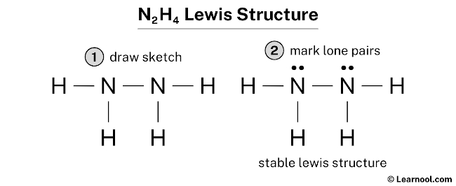 N2H4 Lewis structure - Learnool