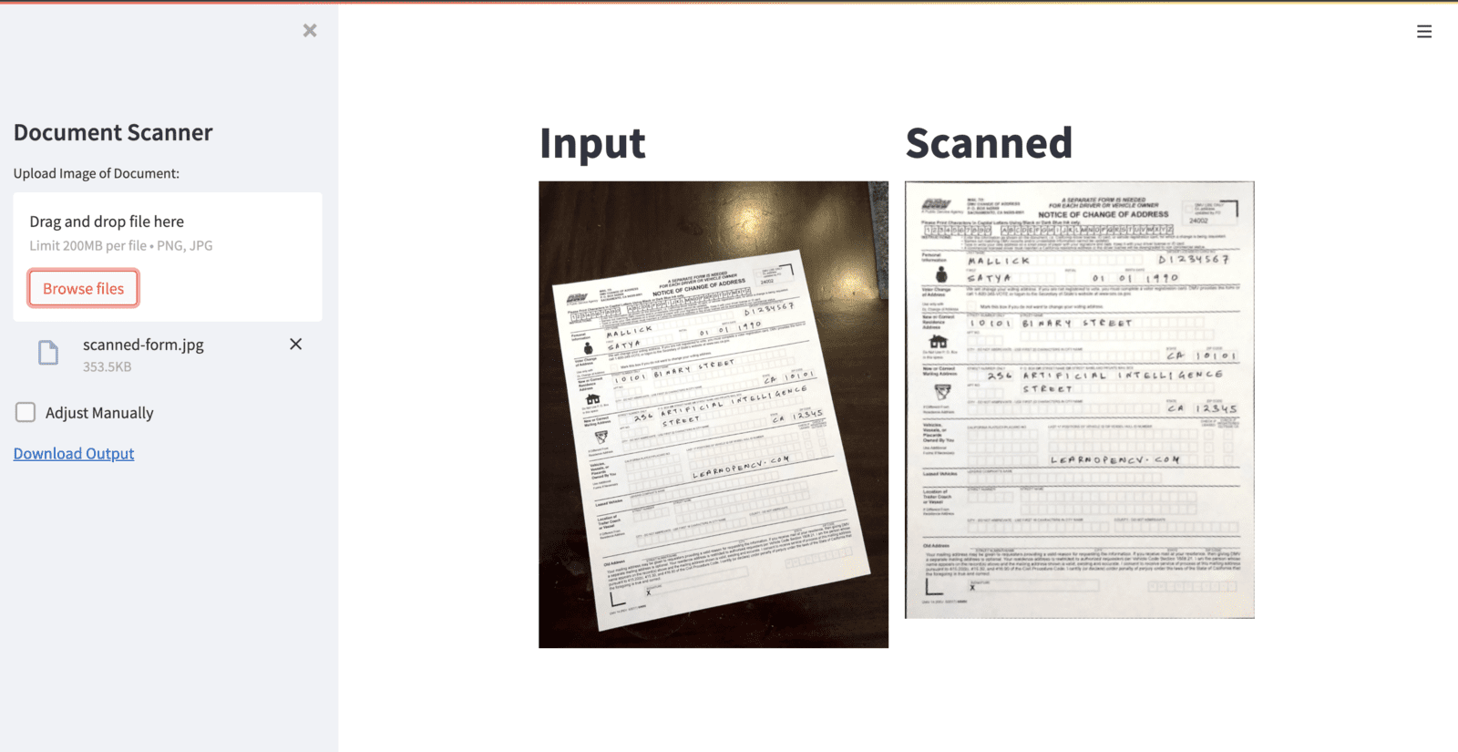 Automatic Document Scanner using OpenCV LearnOpen