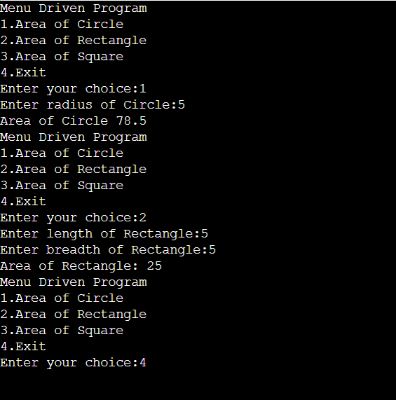 Menu Driven Program in Python [Program With Explanation]