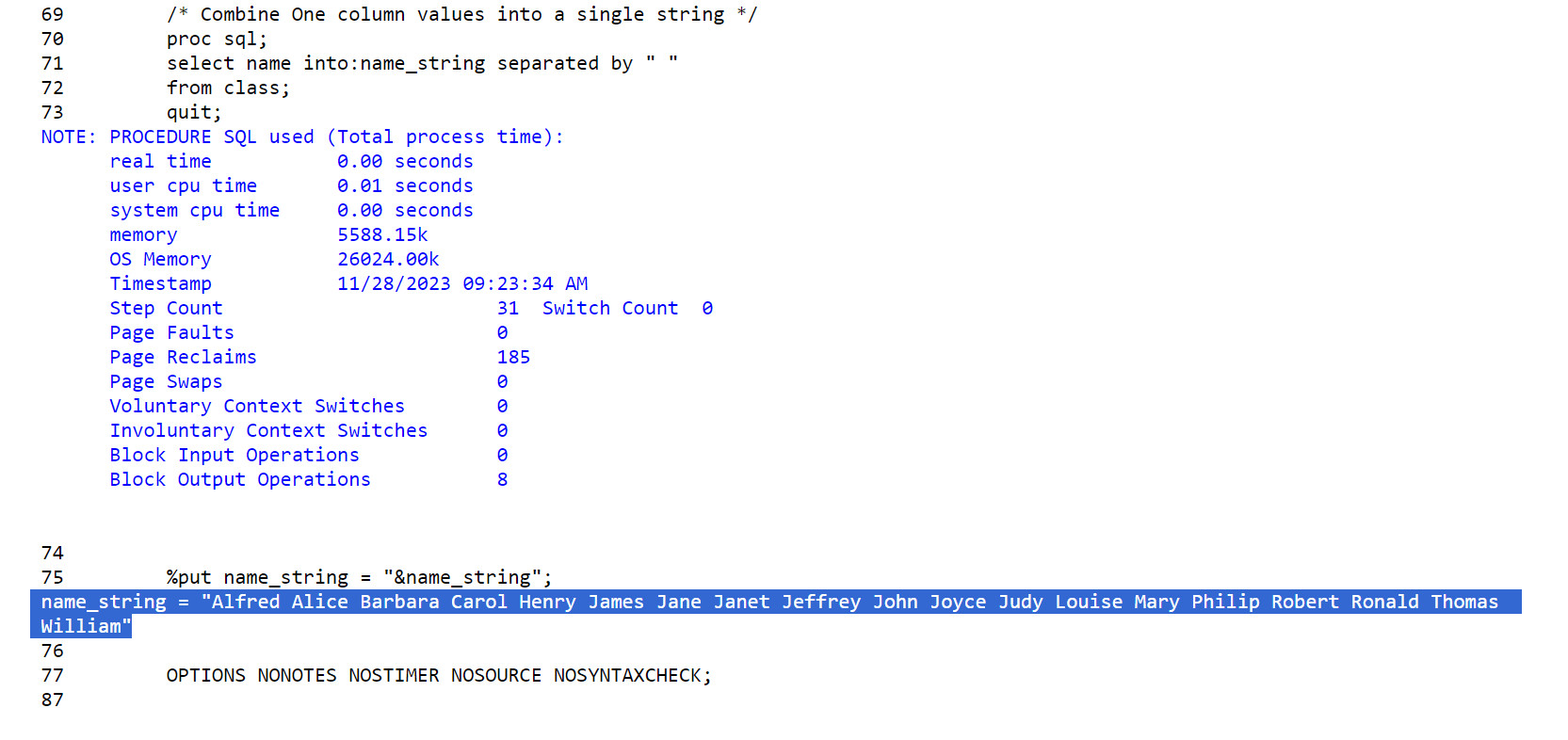 SAS How To Combine Column Values Into A Single String Learn SAS Code