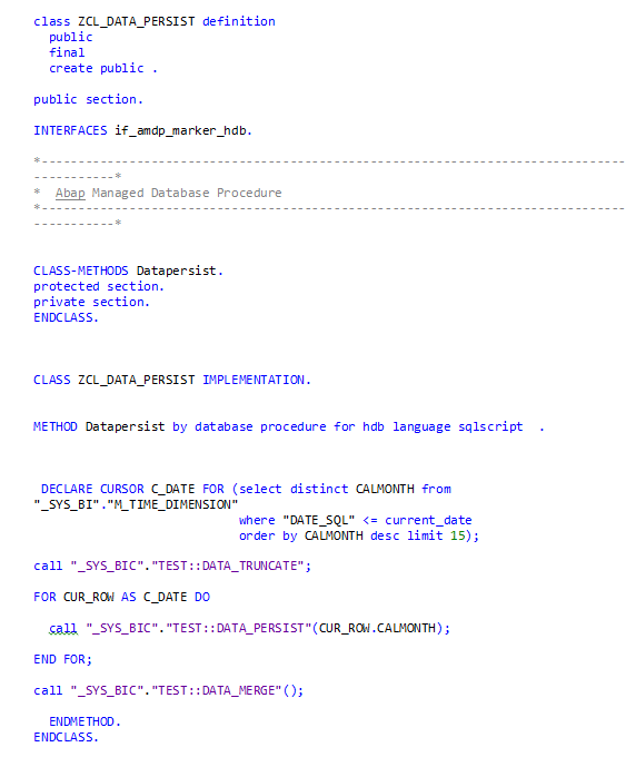 Calling HANA Stored Procedure from Abap class and scheduling it through Process chain (using