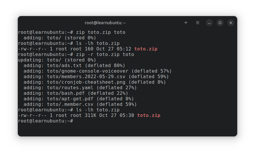 Zip a Folder in Ubuntu Command Line