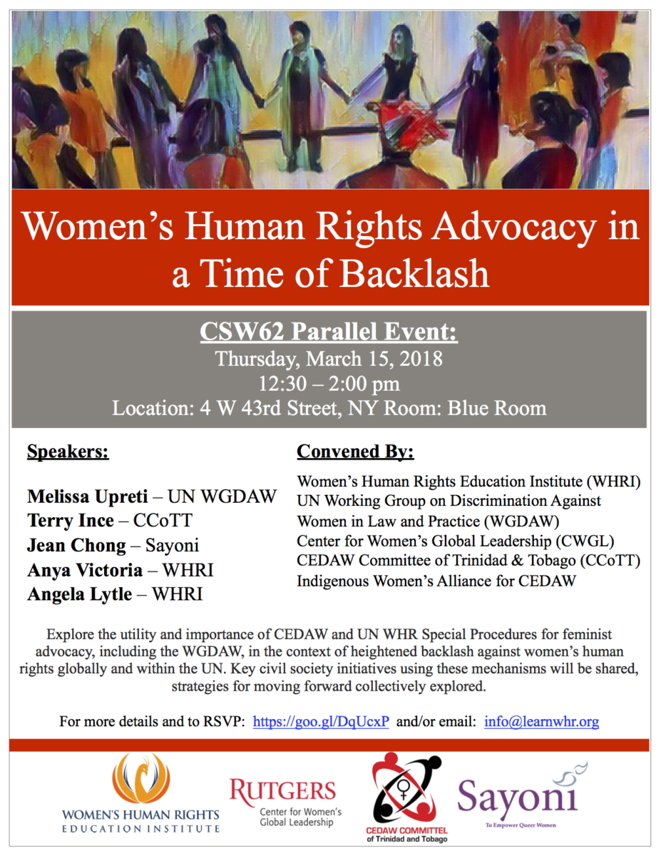 CSW62 Parallel Event Women’s Human Rights Advocacy in a Time of