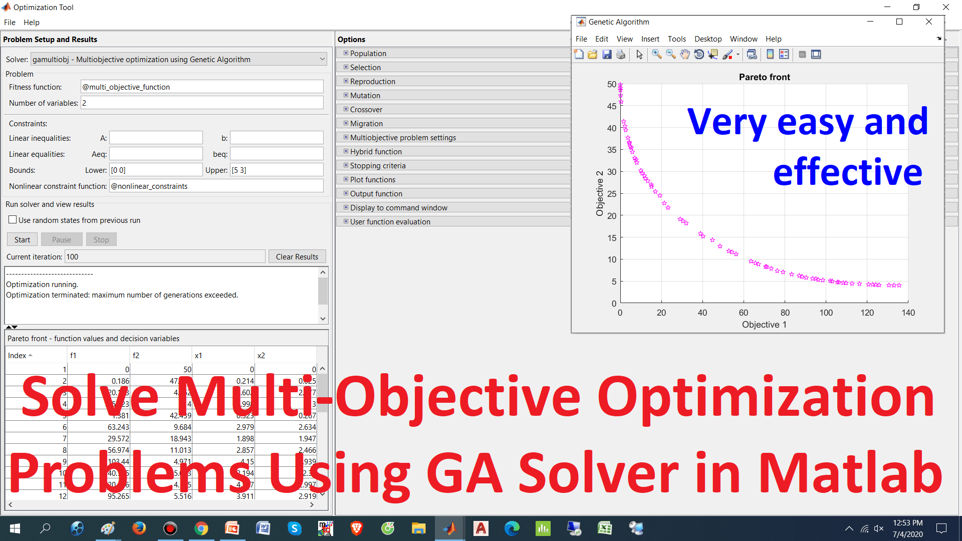 Pareto optimal frontier. Multi objective optimization. Фронт парето. Optimal solutions. Global optimization toolbox.