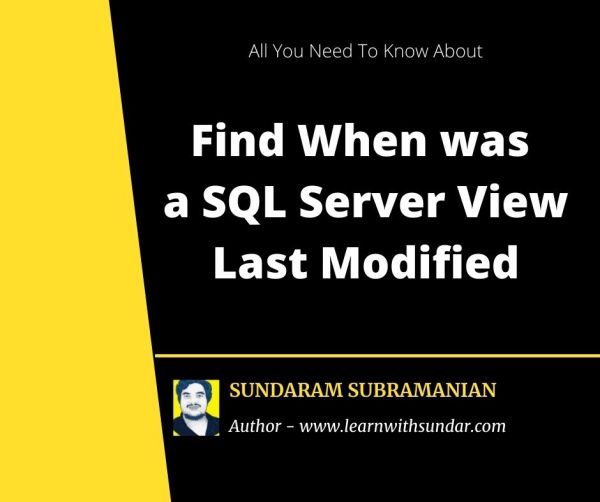 Last Modified view in SQL Server Learn With Sundar