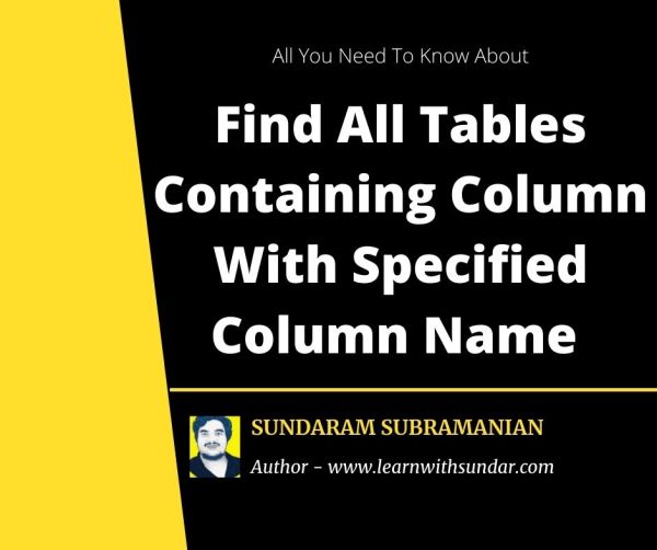 Find Tables by Columns in SQL Server Learn With Sundar