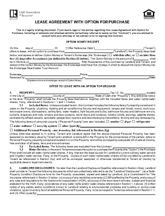 Free Utah Lease Agreement Templates (6) PDF WORD RTF