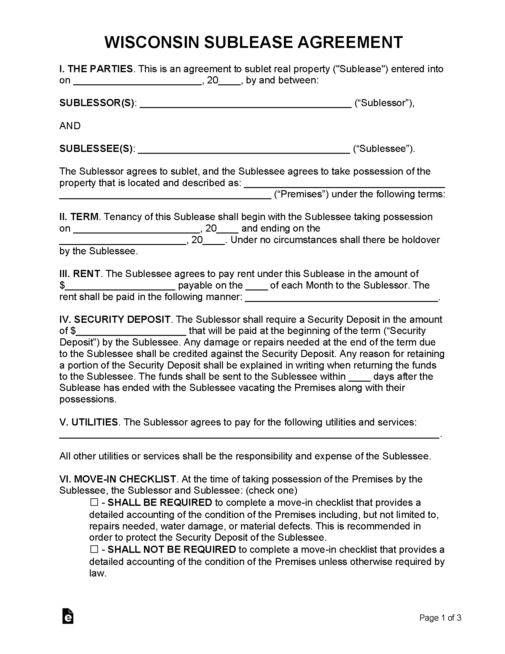 Free Wisconsin Lease Agreement Templates (6) PDF WORD RTF