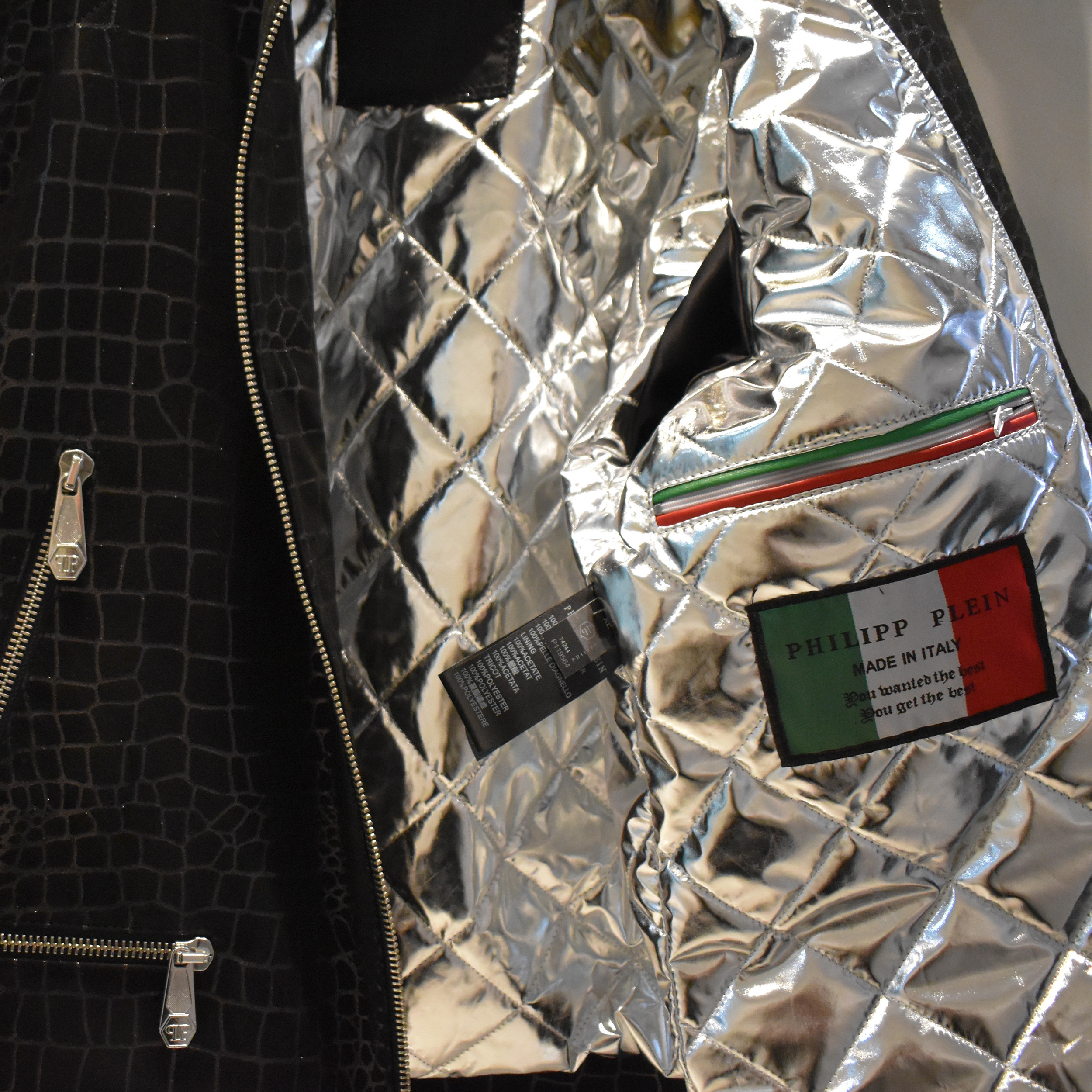 Philipp Plein Crocodile Embossed Suede Jacket Leather Guys