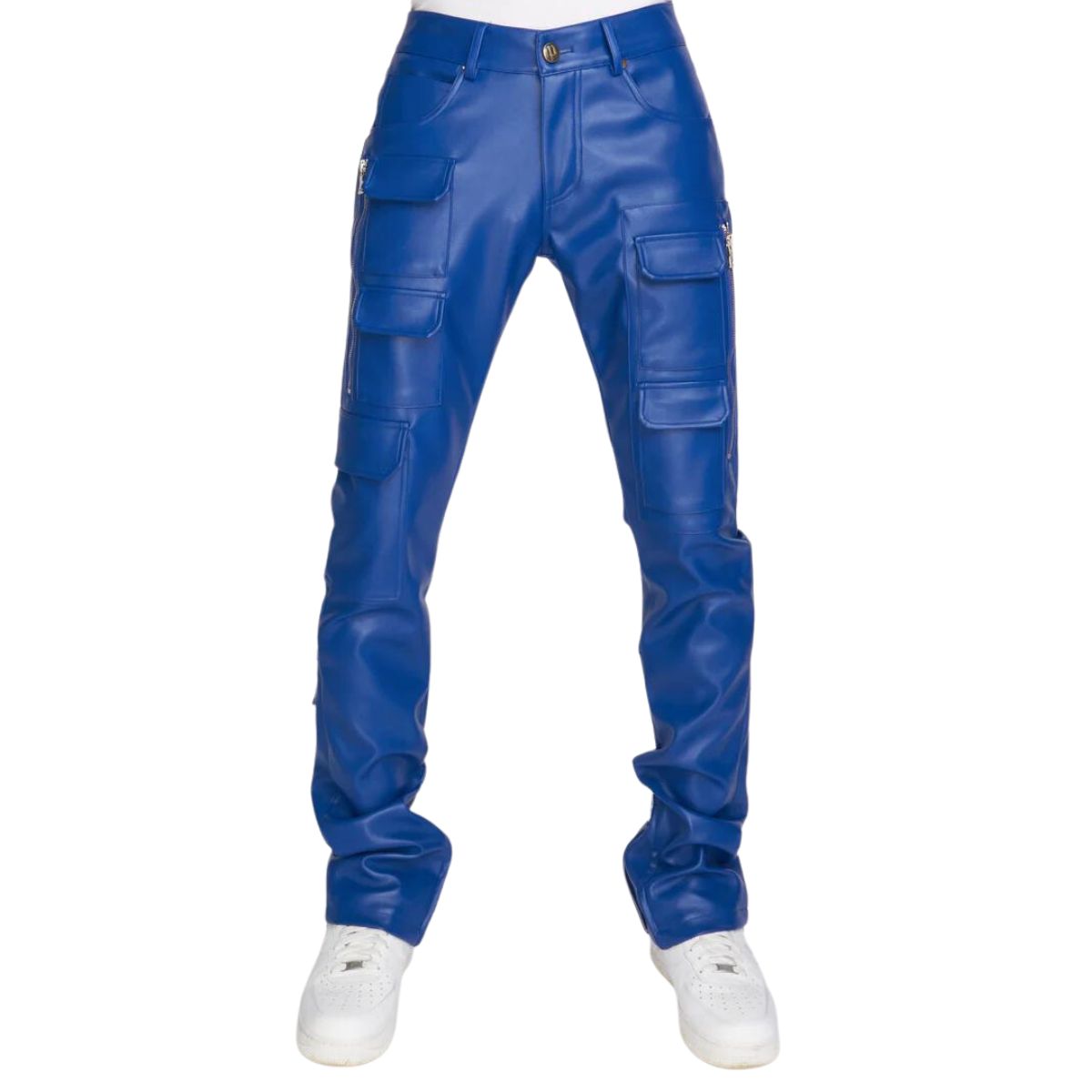 Navy Blue Leather Pants Mens