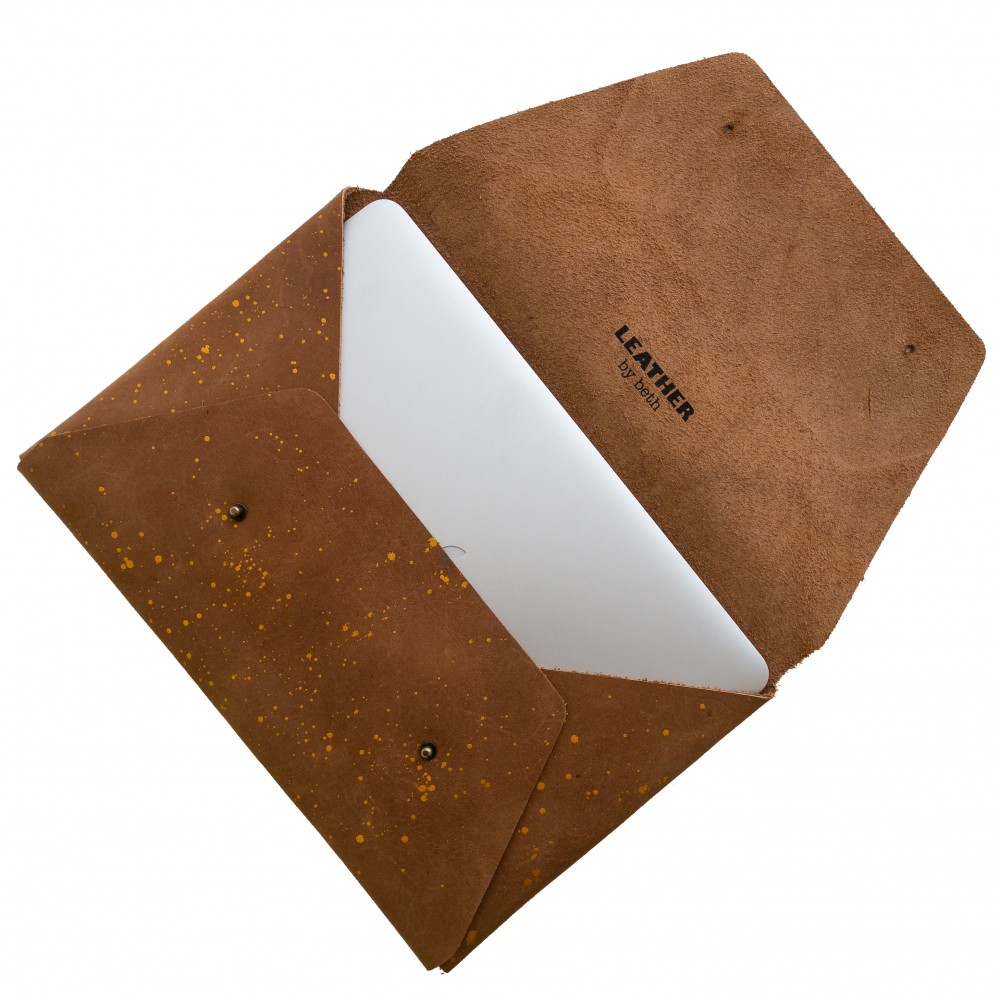 Envelope cover core leather, gold design