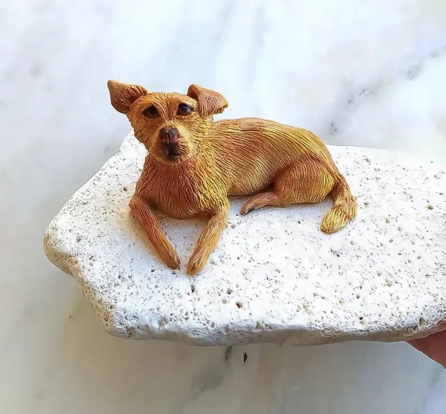 Clay Sculpture Dog Figure Leather for Pets