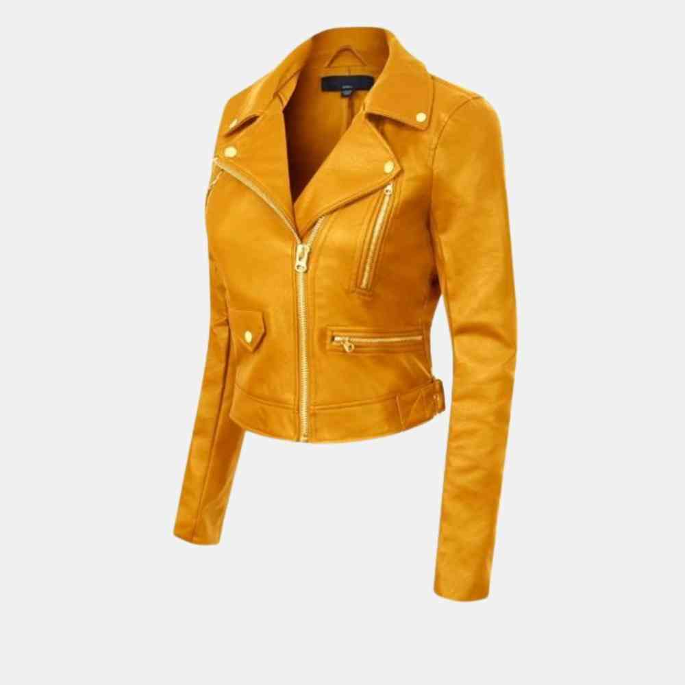 Yellow Leather Jacket Womens Leatherings Free Ship