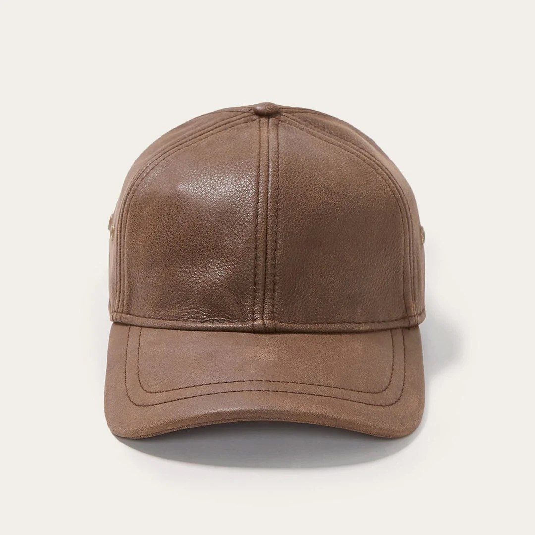 Leather Brown Baseball Cap