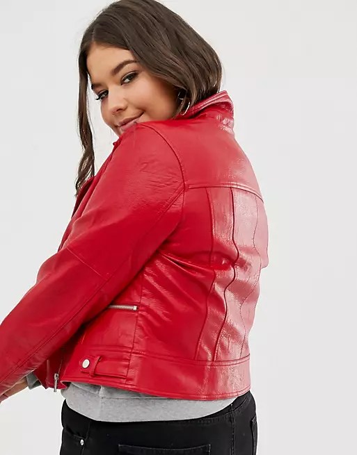Plus Size Red Leather Jacket Free Shipping