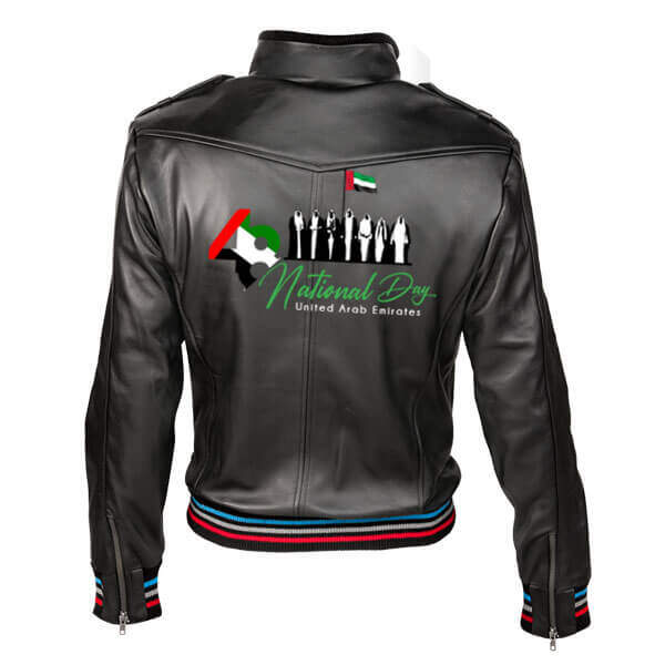 UAE National Day Black Leather Jacket Leatheriza