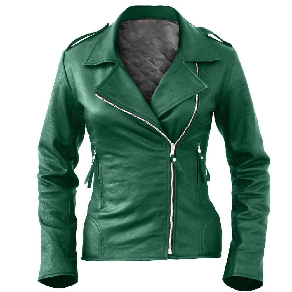 Sea Green Jacket Women ladies leather motorcycle jacket Leatheriza