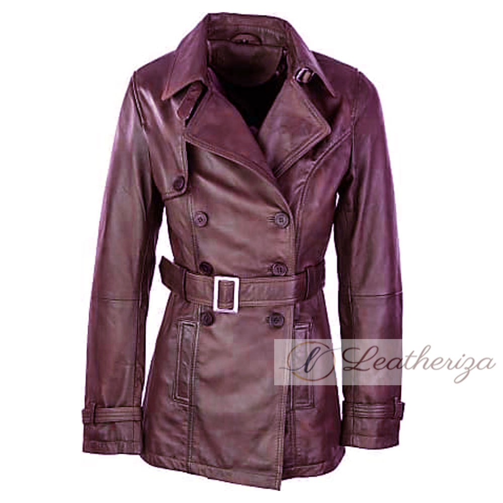 Buy Burgundy Women Coat Women Leather Coat leatheriza