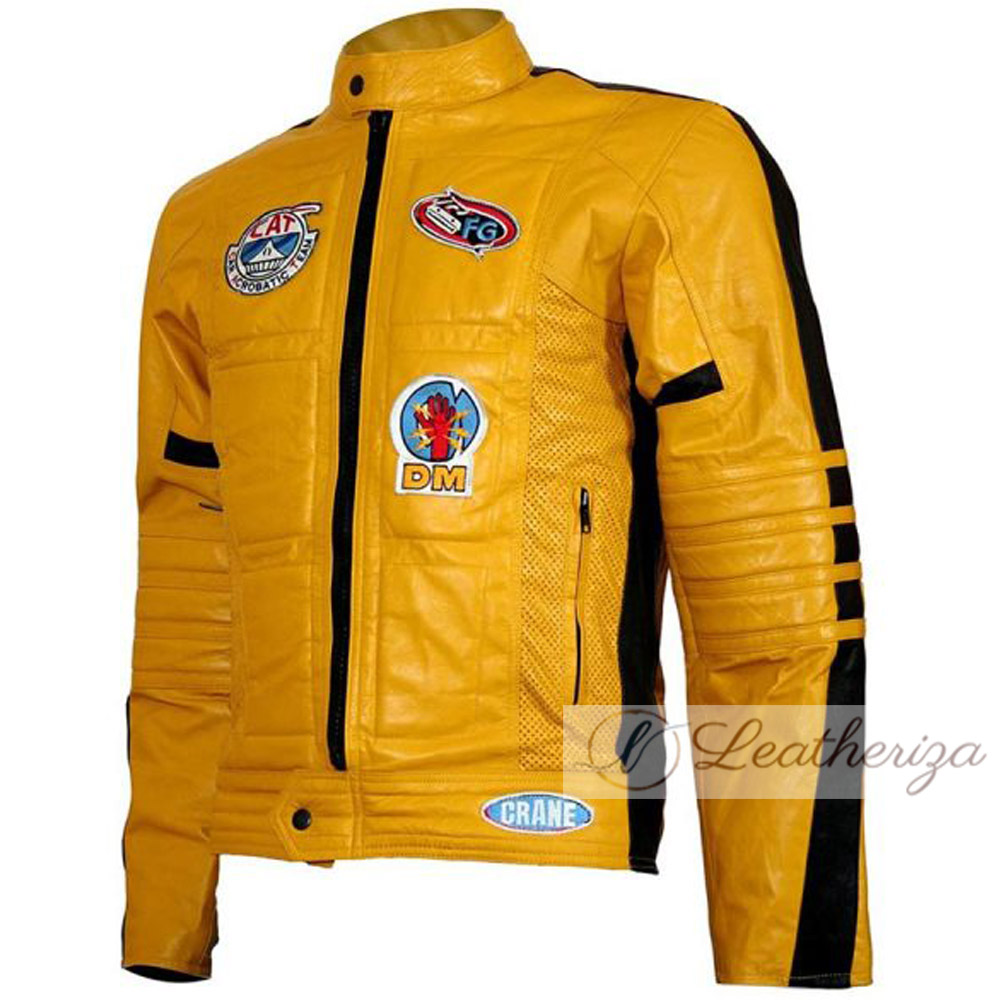 Buy Yellow Leather Biker Jacket for Men from