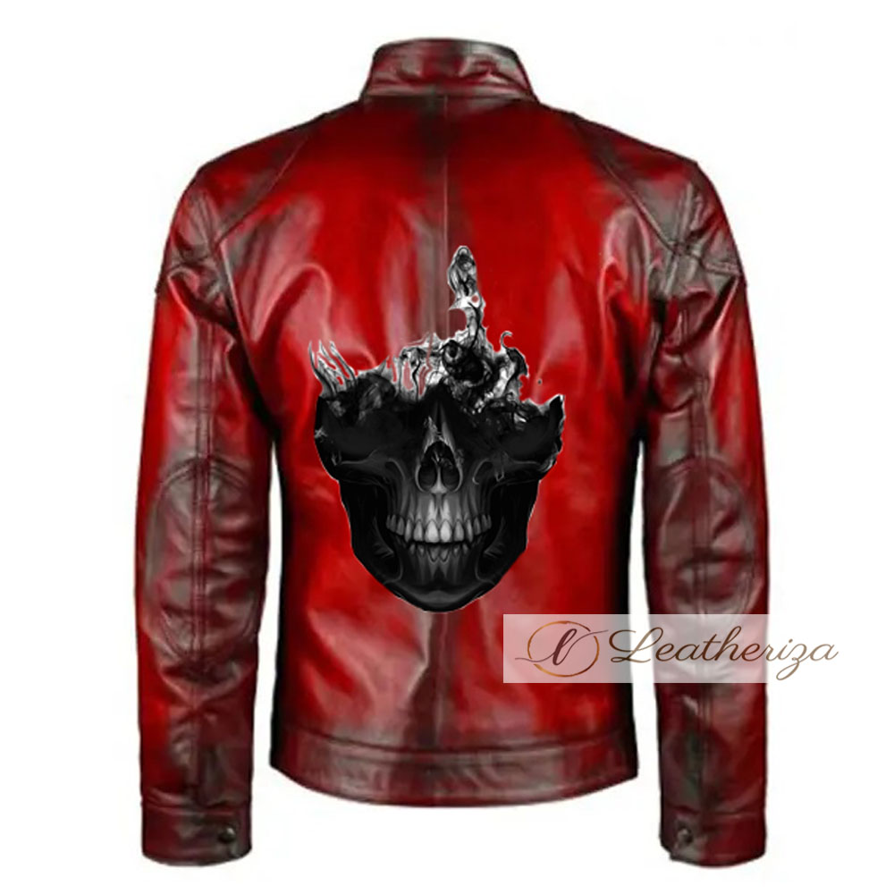 Clothing, Shoes & Accessories Mens Red Classic Biker Motorcycle Cafe