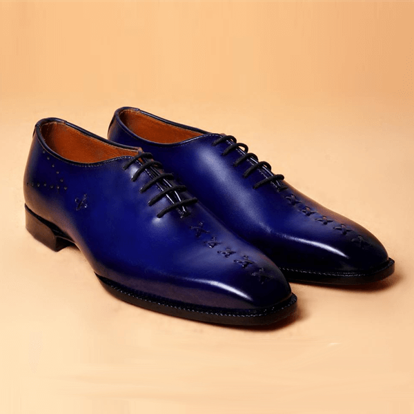 Navy Blue Leather Formal Oxford Shoes for Men Leatheriza