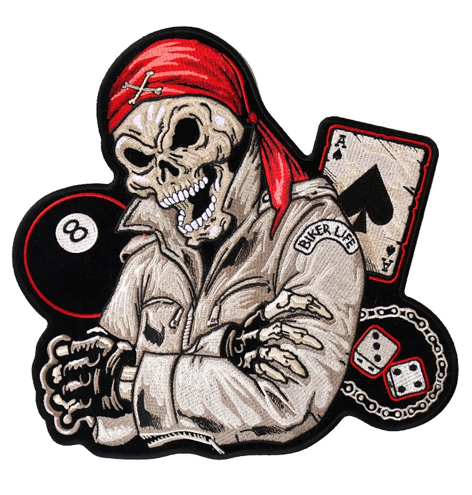 Motorcycle Biker Life Guy Skeleton Skull Embroidered Biker Patch Large FREE SHIP eBay