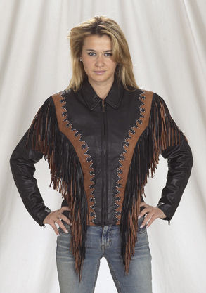 Womens Black Leather Jacket With Fringe Pictures