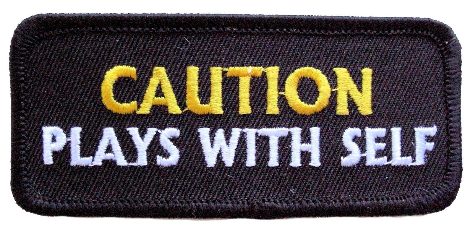 Caution Plays With Self Funny Embroidered Biker Patch Leather Supreme