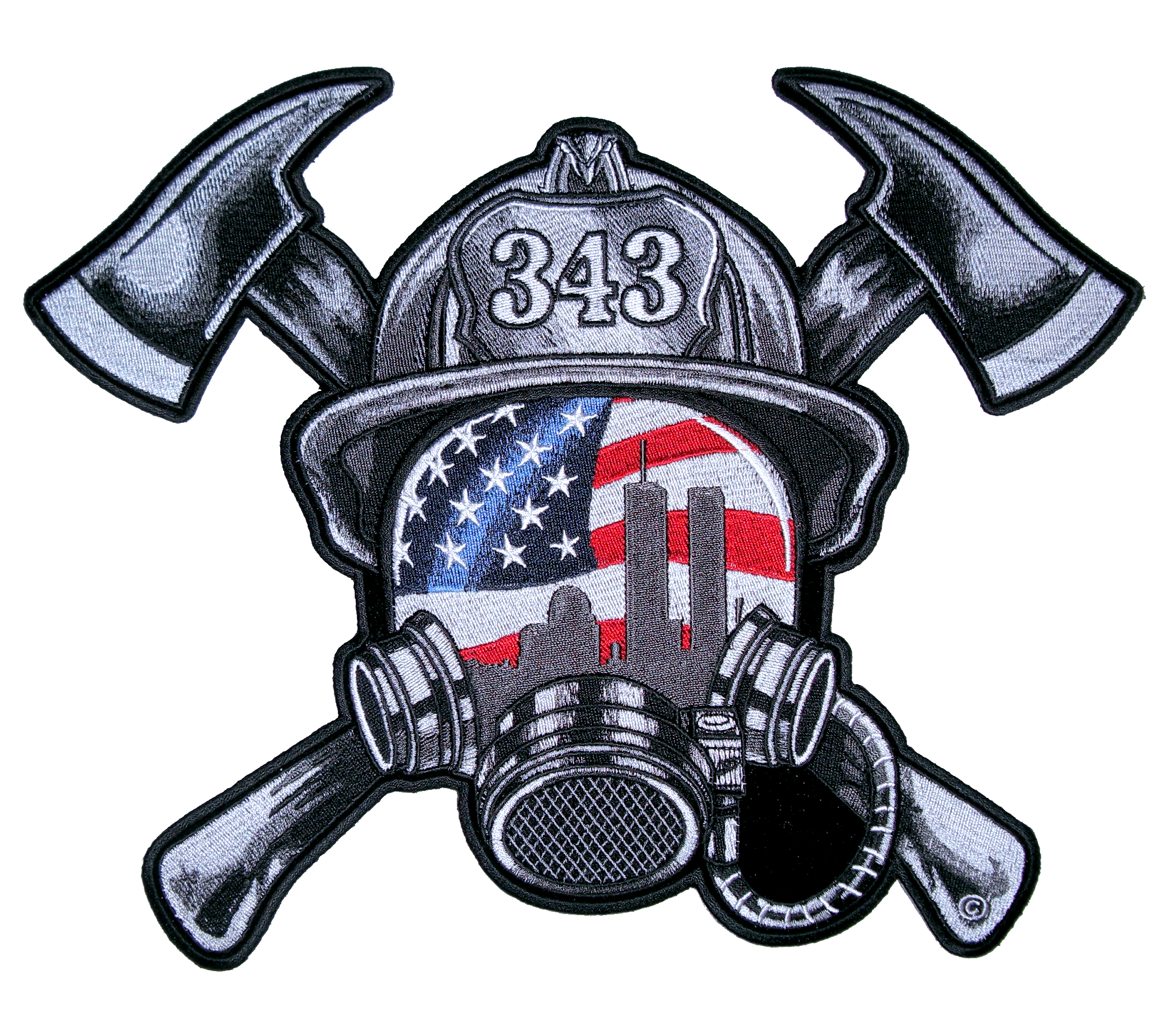 Remembering 911 Twin Towers Firefighter 343 Helmet Patch Leather Supreme